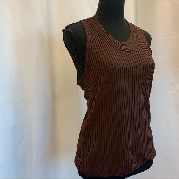 MANGO brown knit tank top Sz M - Picture 2 of 9